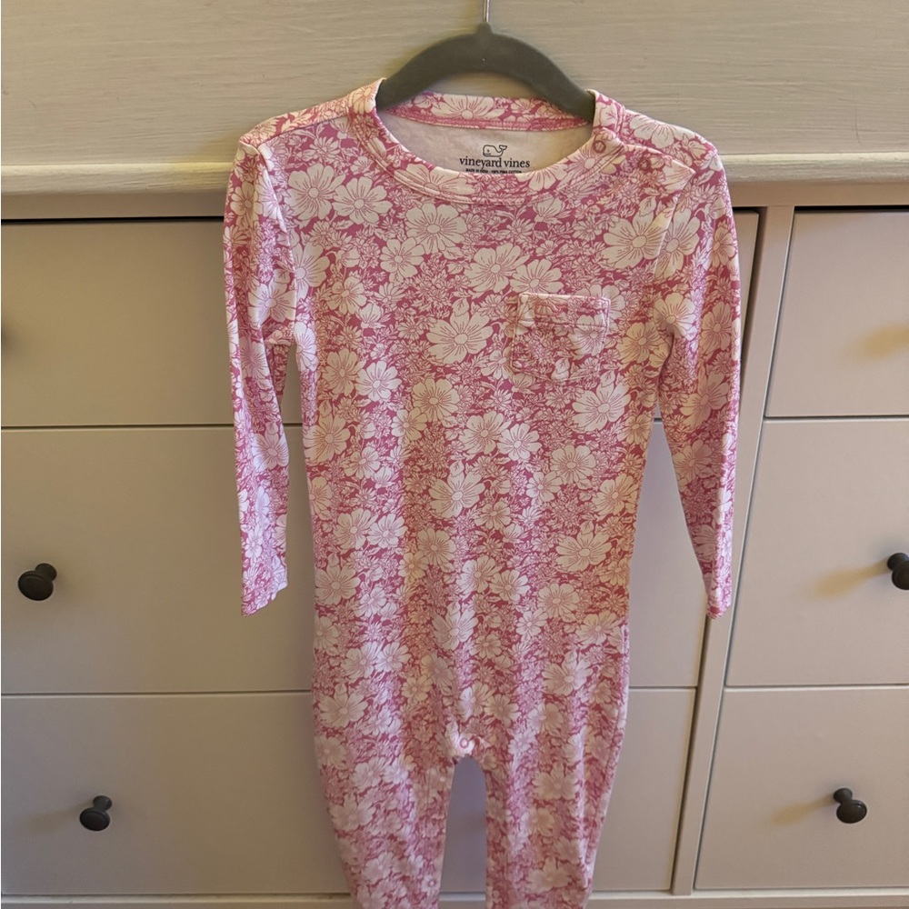 Vineyard Vines Pink Floral Pajama Onesie